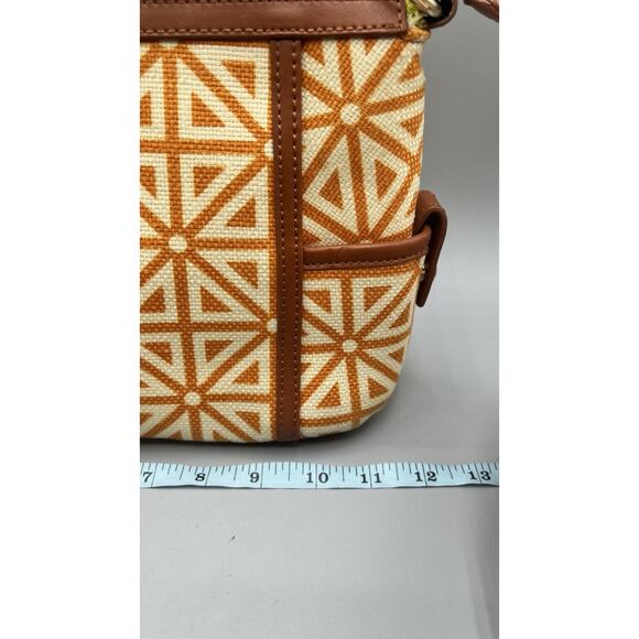 Spartina 449 Daufuskie Island orange Geometric Linen Shoulder Small-Med Bag - Picture 13 of 15